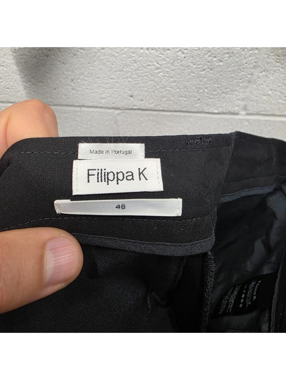 Filippa K Mens High Rise Flat Front Wide Leg Dress Pants Black Size 48EU   30x31
